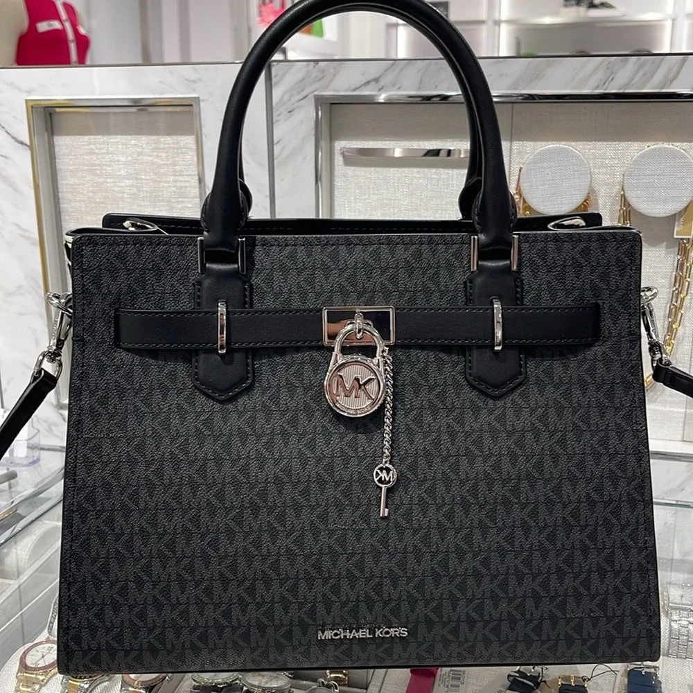 Michael Kors Hamilton Medium Signature Logo Satchel
Black 
NWT - Picture 11 of 16